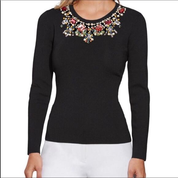 Justin Laurent Embellished Neck Top - Picture 1 of 9